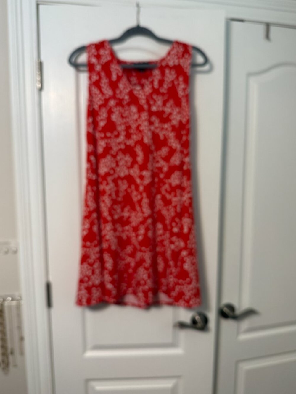 Fortune & Ivy Red Dress With Tiny White Floral Design, Size M